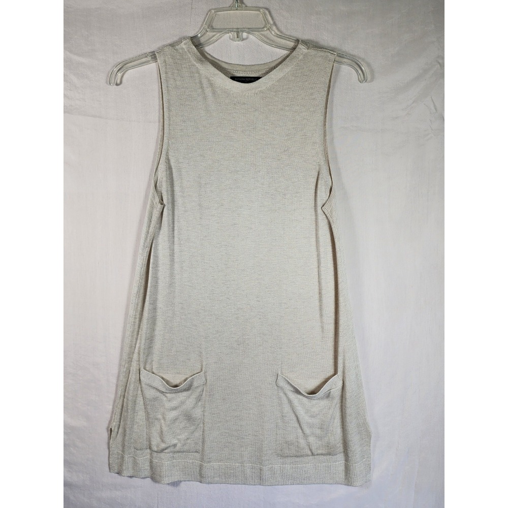 Banana Republic Womens M Cream Sweater Dress Tunic Granola Sleeveless Pockets